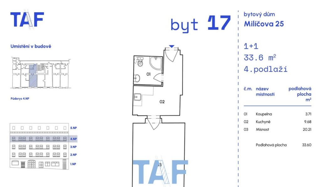 למכירה בפראג 3 דירת 1+1 בגודל 34 מ"ר — תמונה 6