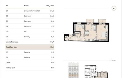 למכירה בפראג 5 דירת 3+KK בגודל 77 מ"ר
